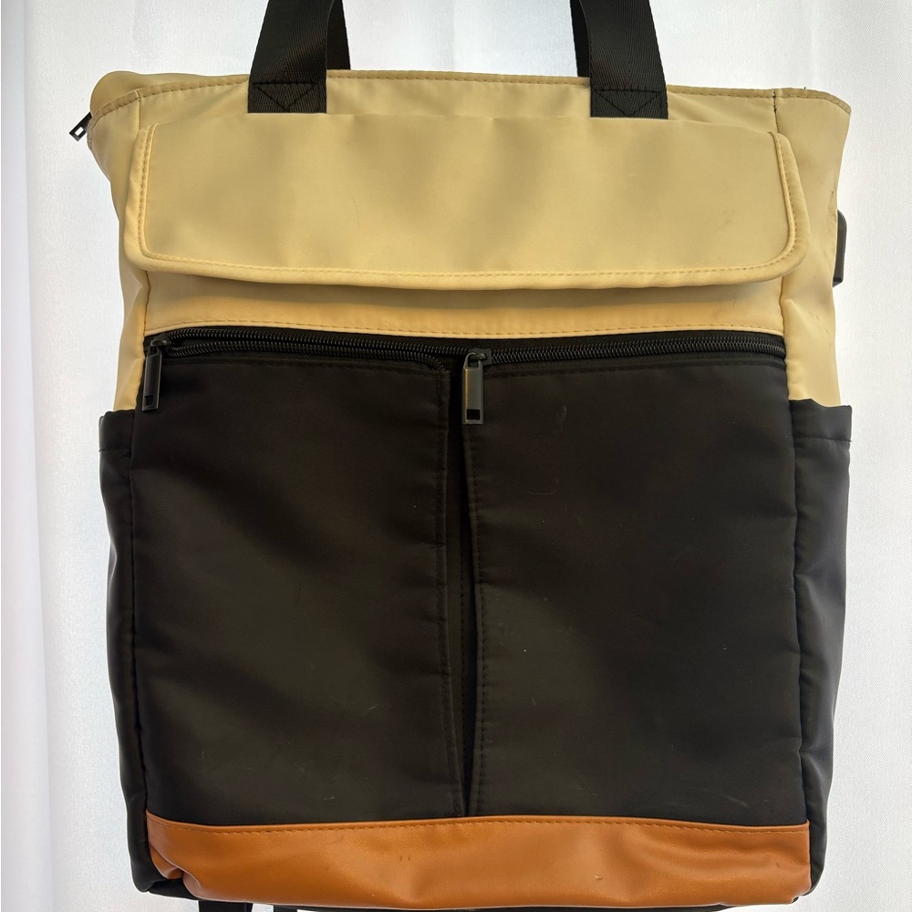 Tan and Black Backpack